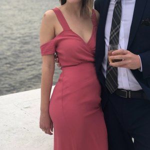 Reformation Pink Wrap Dress Off Shoulder Size 0